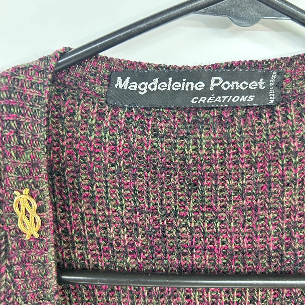 Magdeleine Poncet Vintage 70s French Knit Vest S M Gold Hardware Boho Retro